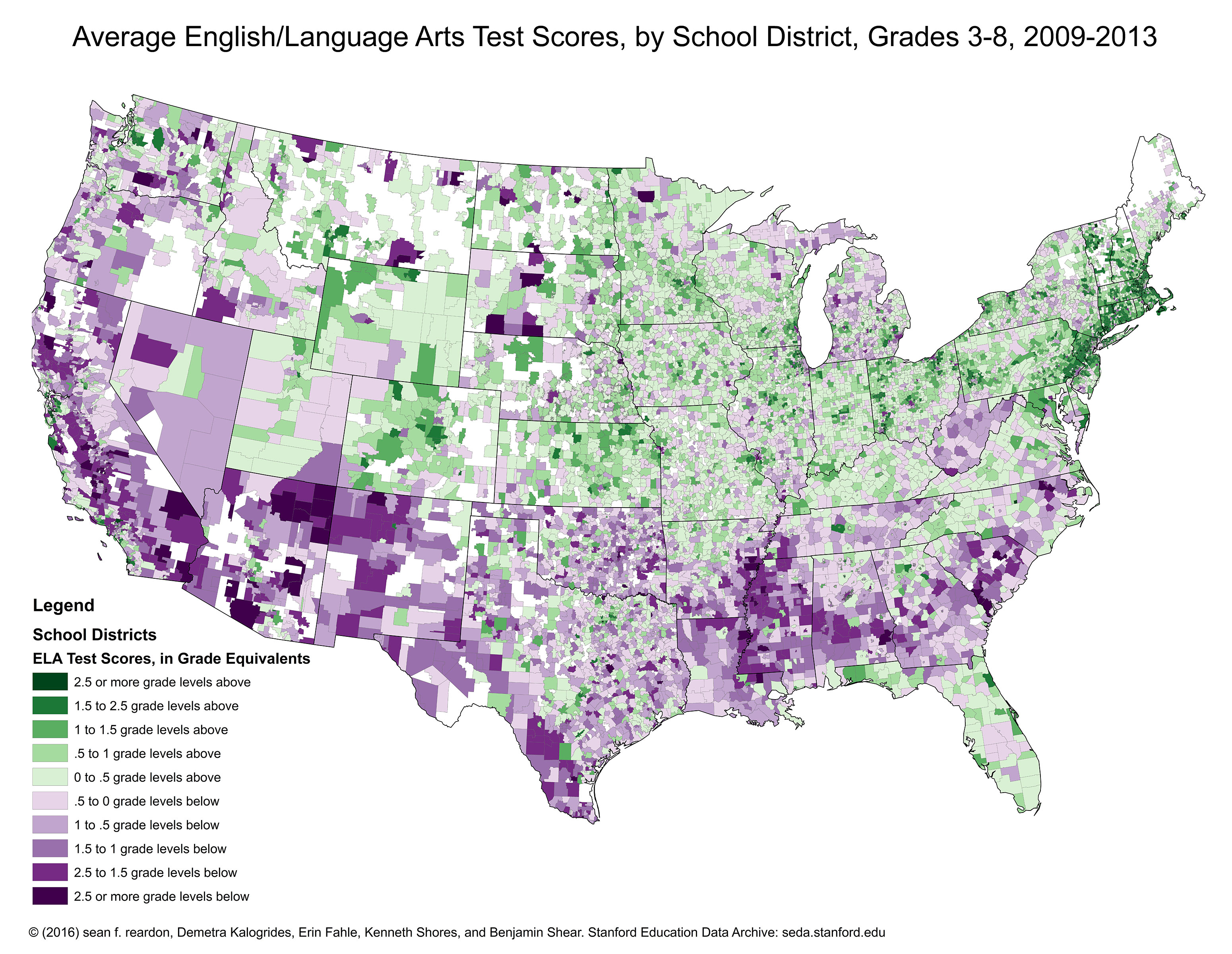 Map - Ela Test Scores, In Grade Equivalents  Center For -3574